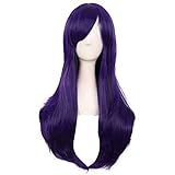 MapofBeauty 28 Zoll/70cm Langes Lockiges Seitenschläger Haarspitzen Kostüm Cosplay Perücke (Dunkel Lila)
