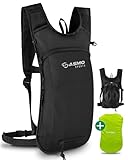 SASMO® Fahrradrucksack klein mit Thermofach & Helmnetz | MTB Rucksack - Ultraleicht 350g / 6L | Fahrrad Rucksack - inkl. Regenschutz | Fahrradrucksack Herren & Damen (Schwarz)