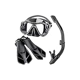 ZONLITYU Flipper Erwachsene professionelle Tauchmaske Unterwasserschnorchel Maske Tauchflossen frei Atmung Trockene Spitzenschnorchel Flossen Tauchen Set Glasmaske(Black,S/M)