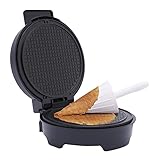 1200W Waffelautomat Waffeleisen & Kegel Hörncheneisen, mit Anti-Verbrühungs-Griff, Waffeleisen-Roller, für Dünne Eiswaffel, Eistüten, Eiertüten, Waffeltüten, 24 * 21 * 10.5cm Schwarz