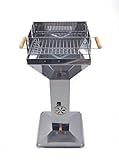 Trichtergrill mit 3-fach höhenverstellbarem Grillrost, mit 2 Haltegriffen, Windschutz und Ascheschublade, rostfreier Edelstahl