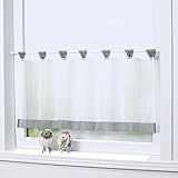 Joyswahl Bistrogardine Voile Schlaufen Scheibengardine Mia Küchen Transparenter Vorhang HxB 45x120cm Grau 1er Pack