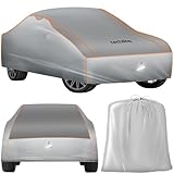 tectake® Auto Abdeckplane, Hagelschutz Autoplane, Autoabdeckung, wasserdichte Decke, atmungsaktiv, elastische Autogarage, Auto Zubehör mit Aufbewahrungstasche, kompatibel mit vielen Modellen - Größe S
