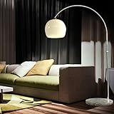 CCLIFE LED E27 Bogenlampe höhenverstellbar Marmorfuß weiß orange Stehlampe Stehleuchte Standleuchte Bogenleuchte Bogenstandleuchte, Farbe:Weiss