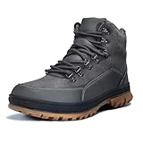 Wondamo Schneestiefel Herren Winterstiefel Wasserdichtes Gefüttert Warme Winterschuhe Rutschfeste Wanderschuhe Winter Outdoor Boots, Grau 46EU