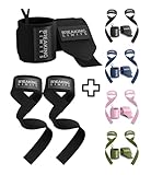 Handgelenk Bandagen Gym + Zughilfen Krafttraining (2er Set) – Lifting Straps & Wrist Wraps – Zughilfe & Griffhilfen für Bodybuilding & Kraftsport – Fitness Zubehör für Frauen & Herren
