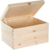 LAUBLUST Holzkiste mit Deckel - 40x30x24cm, Natur, FSC® - Allzweckkiste ohne Griffe - Aufbewahrungsbox | Erinnerungskiste | Bastel- & Geschenkbox