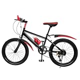 Bazargame 16 Zoll /20 Zoll Kinder Fahrrad Mädchen Jungen Fahrrad Verstellbares Freestyle Kinderfahrrad 7 Gang Mountainbike mit Schutzblech, Wasserflasche, Kompassglocke, Tragfähigkeit (Rot)