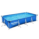 Bestway Steel Pro 33 x 81 cm rechteckiger oberirdischer Außenpool, Stahlrahmen, Vinyl-Schwimmbecken mit 4,5 l Wasserkapazität, Blau