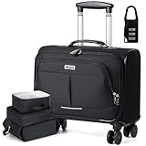 Lekeinchi Laptoptasche mit Rollen, 39,6 cm (15,6 Zoll), weiche Handgepäck, Rollaktentasche für Damen, mit 3 Packwürfeln, Laptop-Trolley-Tasche für Arbeit, Reisen, Business, wasserdichte