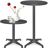 KESSER® - 2in1 Stehtisch Bistrotisch Aluminium Edelstahlplatte | höhenverstellbar | 70cm / 115cm | Partytisch Tisch Ø 60cm | In- & Outdoor | Hochzeit | Empfangstisch | 4 Standfüße, Anthrazit