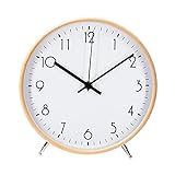 ALEENFOON 8.6 Zoll Holz Uhr Modern Leise Wanduhren Tischuhr für Wohnzimmer Küche Ohne Tickgeräusche Innenuhr Nicht Tickende Wanduhren Hängende Uhr (Weiß)