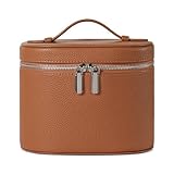 Kosmetiktasche Damen, Make Up Tasche für Frauen, Reise Leder Kosmetikkoffer Schminktasche Hartschale, Travel Makeup Bag Cosmetic Case mit Fächern und Griff