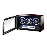 Watch Winder for Automatic Watches Remote Control Touch Screen Display Adjustable Watch Pillows 15 Rotationsmodus Piano Finish (3+0)