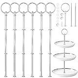 Bocguy 6 Pack Etageren Stangen Set Silber Vintage Metallstange Etageren Stangen Silber 6 Sets Etagere Bausatz für Geburtstag Hochzeitstorte Tortenständer 3 Etagen (Platte Nicht enthalten)
