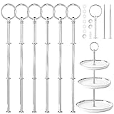 Bocguy 6 Pack Etageren Stangen Set Silber Vintage Metallstange Etageren Stangen Silber 6 Sets Etagere Bausatz für Geburtstag Hochzeitstorte Tortenständer 3 Etagen (Platte Nicht enthalten)