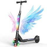 SISIGAD E Scooter Kinder für 6-10 Jahre, E Roller Kinder 5.3 Zoll Kinderroller mit Blinkende LED-Leuchten & 3 Einstellbare Höhe, Elektroroller Kinder 45W Motor Max 10km/h, Maximale Belastung 70kg
