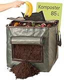 Praknu Thermo Komposter für Garten Klein - 85L Platzsparend - Wetterfest 𝗘𝘅𝘁𝗿𝗮 𝗦𝘁𝗮𝗿𝗸 - Mit Belüftungs- und Einfüllklappe - Schnellkomposter für Küchen- und Gartenabfälle