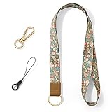 Vicloon Schlüsselband, Schlüsselband Lanyard für Schlüssel, mit 2 Zubehör, Zweiseitiger Druck in Voller, Halsriemen Schlüsselbund für Schlüssel, ID Badge Card Holder, Ausweishülle(Blumen)