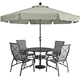 MasterCanopy 270 cm Sonnenschirm mit Volant Patioschirm Gartenschirm Terrassenschirm Tischschirm Martkschirm 8 Rippen, Grau