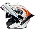 Motorradhelm Klapphelm ECE-Zertifiziert Motorradhelm Mit Doppelvisier Klapphelm Für Motorradfahrer Integralhelm für Männer Frauen Modisch Robust C,XL61-62CM