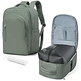 Vakuum Rucksack Handgepäck mit Vakuumsystem Vakuumbeutel Manuelle Pumpe Reiserucksack für Kleidung Staubsauger Airbag Wasserdicht Rucksack Damen Herren Vacuum Travel Backpack Dunkelgrün