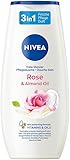 NIVEA Rose & Almond Oil Pflegedusche (250 ml), pH-hautneutrales Duschgel mit Mandel-Öl, feuchtigkeitsspendende Cremedusche mit verwöhnendem Rosenduft