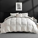 APSMILE Daunendecke 200x200 Winter Bettdecke mit Gänsedaunen und Federn, Extra Warme Winterdecke, Duvet für Doppelbett, Natur Duvet für Doppelbett, Federbettdecke mit Dicker Füllung, Weiß