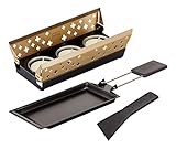 KUHN RIKON Candle Light Mini Schweizerkreuz Raclette Set, gold, Antihaft-Grill-Pfännchen, mit Teelicht