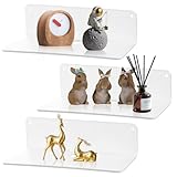 Weiß Wandregal Ohne Bohren 2er Set - Acryl Wand Regal mit Rundes Kabelloch, Schweberegal mit Kabelclips für Küche, Bad, Schlafzimmer, Wohnzimmer, Büro, Spielzimmer (23x9x6CM)