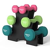 PROIRON Neopren Hanteln Kurzhanteln Frauen Hantelset Kleine Hantel Kurzhantel Set mit Ständer (6er-Set)(Rosa+Grün+Dunkelgrün/1kg+2kg+3kg)