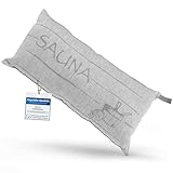 sositex | 1 Premium Saunakissen Lieblingskissen Reisekissen | Design: SAUNIA | Maße: 45 x 22 cm, Leinen/Baumwolle Hängematte, Strand oder Picknick (Grey/White)