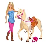 Barbie-Puppe und Pferdespielzeug, Reitzubehör, 1 Puppe und...