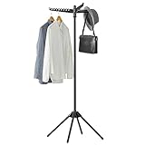 SONGMICS Wäscheständer, Standtrockner, 3 drehbare Arme für Kleiderbügel, 4 Beine, klappbar, für Innenbereich, Edelstahl, für Kleidung und Socken, 150 cm hoch, schwarz LLR510B01