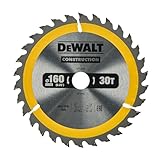 Dewalt Construction Bau-Kreissägeblatt für Handkreissägen DT1932 (160/20, 30WZ, 10°, für universellen Einsatz auf Handkreissägen, extrem robust & nagelfest)