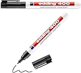 edding 400 Permanentmarker - feine Rundspitze 1 mm - wasserfest, schnell-trocknend - wischfest - für Karton, Kunststoff, Holz, Metall, Glas - 2 Stifte