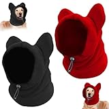 2 Stück Hundemütze, Hunde-Wintermütze, Hundewarme Kopfbedeckungen, Silvester Hunde Mütze, Winter Haustier Schal, Hun-de Geschenke (Schwarz und Rot M)