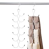 1 Packung Schalhalter,Gürtel Organizer mit 12 Haken,Faltbarer Krawattenhalter für Kleiderschrank,Platzsparender Schrank-Organizer für Schals,Tücher,Gürtel,Krawatten (Weiß)