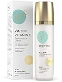 Cosphera - Vitamin C Performance Creme 50 ml - mit Hyaluronsäure - vegane Tages- und Nachtcreme hochdosiert für Gesicht, Hals, Augen - Anti-Falten Feuchtigkeitsbehandlung für Frauen und Männer