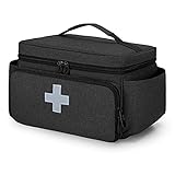 CURMIO Erste Hilfe Sets Tasche, Tragebare Medizinische Tasche für Haushalt, Notfalltasche für Hausarzt, Häusliche Pflege, Reise oder Notfallveranstaltung (Leere Tasche), Patent Angemeldet, Schwarz
