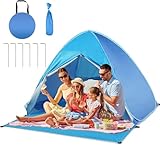 YINGJEE YINGJEE Pop-up-Strandzelt, faltbares und tragbares Strandzelt mit Sonnenschutz, Anti-UV-Lichtschutzfaktor 50, für 2–4 Personen, Familie, Babys, Kinder, Pop-up-Strandzelt für Familien, Camping,