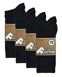 mehrstrumpf Herren & Damen 100% Bio-Anbau Socken mit Komfortbund ohne Naht (12 Paar) Schwarz 43-46