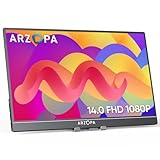 ARZOPA Tragbarer Monitor, 14 Zoll 1080 FHD Tragbarer Monitor mit externem HDR-Augenschutzbildschirm und HDMI/Typ-C/USB-C, für Laptop/PC/Mac/PS5/Xbox