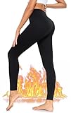 Thermo Leggings Damen Thermoleggings Winter Gefüttert Leggins Schwarz High Waist Fleece Winterleggings Lange Blickdichte Thermoleggins Thermohose Warme Sportleggins Sport Hose Weiche Yogahose L