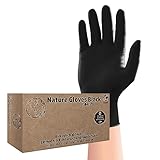 AMPri Biologisch abbaubare Nitrilhandschuhe, schwarz, 100 Stück/Box, Größe M, puderfrei, Nature Gloves by Med-Comfort: Nitril Einmalhandschuhe in den Größen XS, S, M, L, XL erhältlich