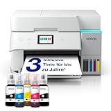 Epson EcoTank ET-4956 Weißer A4-Multifunktionsdrucker mit Wi-Fi & AirPrint Tintentank, automatischem Dokumenteneinzug, Duplexdruck, Scannen, Kopieren, bis zu 3 Jahre Tinte im Lieferumfang enthalten
