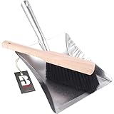 BAUSTER® Besen mit Kehrschaufel Set Kehrblech und handfeger Handbesen Kehrschaufel Schaufel Kehrgarnitur Metall Verzinkt Handfeger und Schaufel kaminbesen