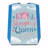 Shopping Queen Parkscheibe mit Einkaufstaschen und Herzen Charmant im Aquarell-Design Einkaufsbegleiter in Rosa und Blau inspiriert vom hellblauen Himmel