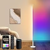 Fortand LED Stehlampe Wohnzimmer, WiFi RGBCW LED Standleuchte Dimmbar Ecklampe Kompatibel mit Alexa/Google Home, LED Stehleuchte mit Fernbedienung 16 Millionen Farben Musikmodi DIY-Modus, 147CM