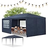 Juskys Partyzelt 3x6 m mit 6 abnehmbaren Seitenwänden & Dach - 18 m² - 12 Erdhaken & 6 Seile - Festzelt für Garten Party Hochzeit Gartenpavillon Gartenzelt Pavillon - Blau